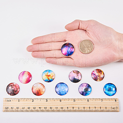 Starry Sky Pattern Printed Glass Cabochons&nbsp;GGLA-SC0001-02