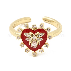 Brass Micro Pave Cubic Zirconia Cuff Open Rings for Women&nbsp;RJEW-B160-09G