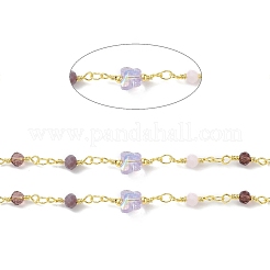 Butterfly & Round Glass Beaded Chains&nbsp;CHS-P016-38G-07