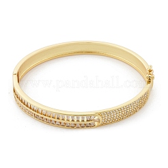 Brass Micro Pave Clear Cubic Zirconia Hinged Bangles for Women&nbsp;BJEW-K274-11G