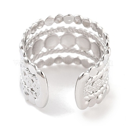 Non-Tarnish 304 Stainless Steel Flower Open Cuff Rings&nbsp;RJEW-K273-13P