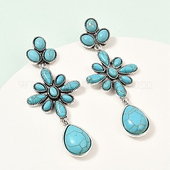 Alloy Synthetic Turquoise Dangle Stud Earrings&nbsp;EJEW-U053-06AS