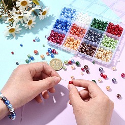 540Pcs 36 Style Baking Paint Pearlized Glass Pearl Round Bead&nbsp;HY-YW0001-11