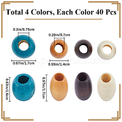 160Pcs 4 Colors Natural Wood Dyed Beads&nbsp;WOOD-GF0002-02