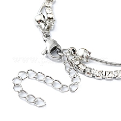 Star Alloy Pave Clear Cubic Zirconia Link Round Snake Chain Bracelets&nbsp;BJEW-S149-01P