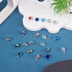 20Pcs AB Color Plated Transparent Glass Pendants&nbsp;PALLOY-TADJ00020