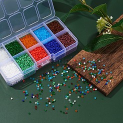 8000Pcs 10 Style 12/0 Frosted & Opaque Glass Seed Beads&nbsp;SEED-YW0001-46