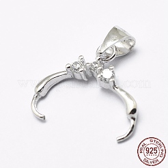 Anti-Tarnish Rhodium Plated 925 Sterling Silver Micro Pave Cubic Zirconia Pendant Bails&nbsp;STER-P034-35P