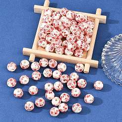 Floral Printed Porcelain Beads&nbsp;PORC-Q202-10mm-1