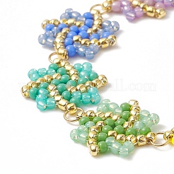 Handmade Seed Braided Octagram Link Chain Bracelet&nbsp;BJEW-MZ00009