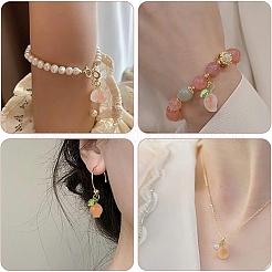 1Pc Natural Agate Pomegranate/Fu Melon Charms with Leaf&nbsp;G-YW0002-67