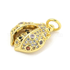 Ladybug Rack Plating Brass Micro Pave Cubic Zirconia Pendants&nbsp;KK-Z053-03G