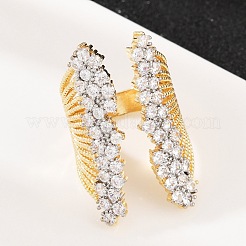 Brass Micro Pave Cubic Zirconia Cuff Rings&nbsp;RJEW-C140-04G