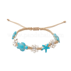 2Pcs 2 Colors Synthetic Turquoise & Magnesite Beads Braided Bracelets&nbsp;BJEW-TA00624