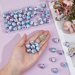 60Pcs Round with Pattern Food Grade Eco-Friendly Silicone Focal Beads&nbsp;SIL-PA0001-34D