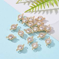Flower Brass Micro Pave Cubic Zirconia Links&nbsp;ZIRC-L054-09KCG-NR