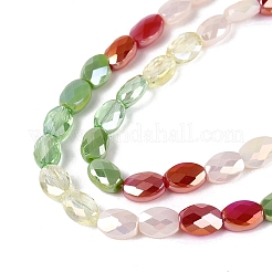 Electroplate Imitation Jade & Opaque & Transparent Glass Beads Strands&nbsp;EGLA-Q135-4x6MM-01F