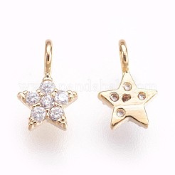 Brass Micro Pave Cubic Zirconia Charms&nbsp;KK-P157-07G-NF