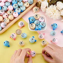 80Pcs 10 Styles Natural Wood European Beads&nbsp;WOOD-PH0002-75