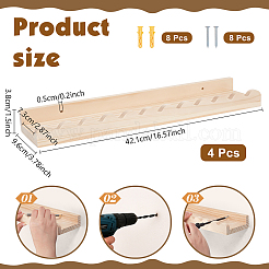 4Pcs Wooden Floating Shelves&nbsp;ODIS-WH0099-289A