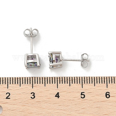 925 Sterling Silver Moissanite Rhinestone Stud Earrings&nbsp;EJEW-U042-04P-1