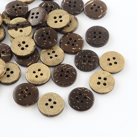4-Hole Flat Round Coconut Buttons&nbsp;X-BUTT-R035-009-1