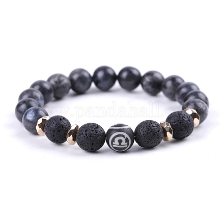 Natural Lava Rock Stretch Bracelets PW-WG48909-07-1