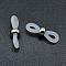 Eco-Friendly Eyeglass Holders, Glasses Rubber Loop Ends, with Brass Findings, Clear, Platinum, 20x6mm, Hole: 2.5x5mm
