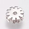 Brass Micro Pave Cubic Zirconia Beads, Cadmium Free & Lead Free, Gear, Clear, Platinum, 6.5x2.5mm, Hole: 1mm