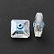 Glass Beads, Hand Painted Beads, Faceted Square, with Enamel, AB Color Plated, Deep Sky Blue, 13x13x9mm, Hole: 1.2mm