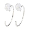 999 Fine Silver Micro Pave Clear Cubic Zirconia Pull Through Earrings, Silver, Flat Round, 12.5x4mm