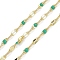 Rack Plating Brass Dapped Chains, with Enamel, with Spool, Soldered Lead Free & Cadmium Free, Real 18K Gold Plated, Light Sea Green, 4x2x1mm
