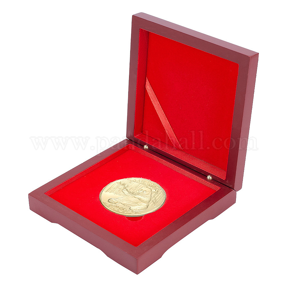 Wholesale Square Wood Commemorative Coin Storage Box with Hinged Lid ...