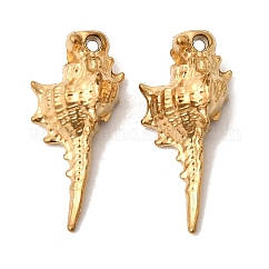 Ocean Theme 304 Stainless Steel Pendants, Golden, Ion Plating(IP), Shell Shape, 21x9.5x7mm, Hole: 1mm