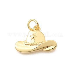 Brass Pendants, Cowboy Hat Charms, Real 18K Gold Plated, 11x16.5x3mm, Hole: 3mm