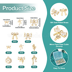 16Pcs 8 Styles Brass Micro Pave Clear Cubic Zirconia Pendants&nbsp;KK-TA0001-89