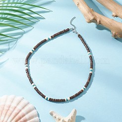2Pcs 2 Colors Natural Coconut & Natural Magnesite Heishi Beaded Necklaces&nbsp;NJEW-JN05308