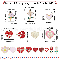 56Pcs 14 Style Alloy Enamel Pendants&nbsp;ENAM-SC0004-53