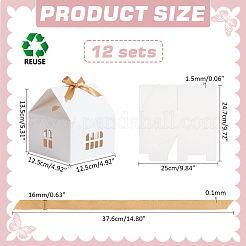 House Shaped Kraft Paper Folding Gift Box with Hollow Window and Ribbon&nbsp;AJEW-WH0166-88B