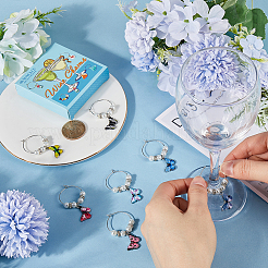 Butterfly Alloy Enamel Wine Glass Charms&nbsp;AJEW-SC0002-38