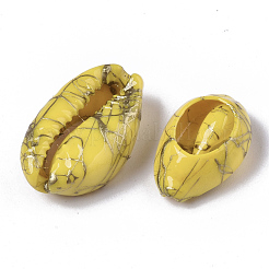 Spray Painted Natural Cowrie Shell Beads&nbsp;X-SSHEL-R047-03-A10