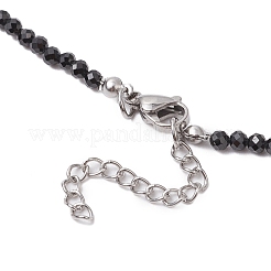 3mm Faceted Round Natural Black Spinel Beaded Necklaces&nbsp;NJEW-JN05127