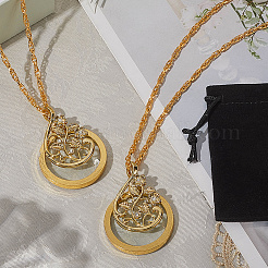 2Pcs Alloy Flower & Glass Magnifying Pendant Necklace for Women&nbsp;MAGL-SP0001-01G