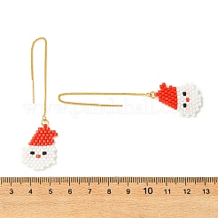 Christmas 304 Stainless Steel with Glass Cylinder Seed Beads Ear Thread&nbsp;EJEW-MZ00817