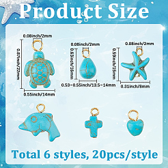 60Pcs 6 Styles Dyed Synthetic Turquoise Pendants&nbsp;FIND-BM0001-52