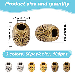 180Pcs 3 Colors Tibetan Style Alloy Beads&nbsp;TIBEB-GO0001-12