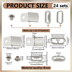 24Sets Brass Baseball Hat Cap Buckle Strap Clasp Clip Kit&nbsp;FIND-BC0014-12MP