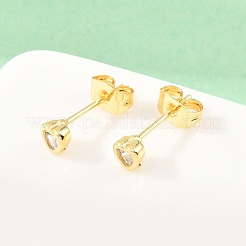 Brass Micro Pave Cubic Zirconia Stud Earrings&nbsp;EJEW-F405-22A-G04