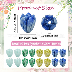 40Pcs 4 Colors Synthetic Coral Beads&nbsp;GG-YW9D8D-03