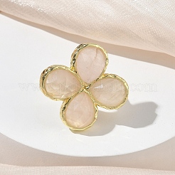 Natural Rose Quartz Faceted Adjustable Finger Rings for Women&nbsp;RJEW-A092-01G-15